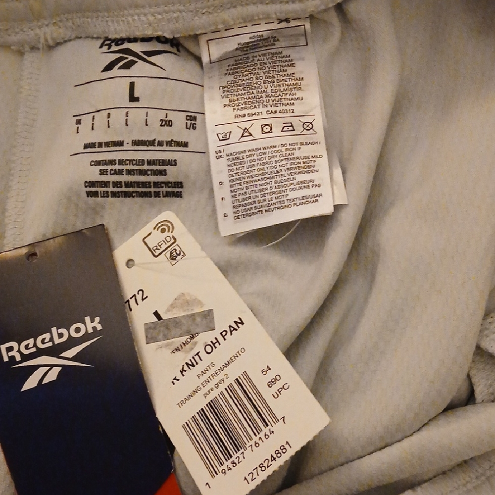 NWT Reebok WOR Knit Open Hem Pant Pure Grey, Men's Large - Picture 4 of 4
